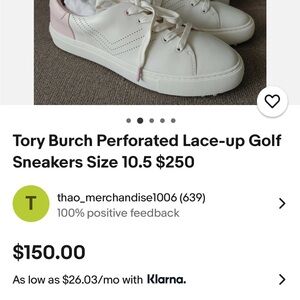 Tory Burch Perforated Lace-Up Golf sneaker ladies 10.5